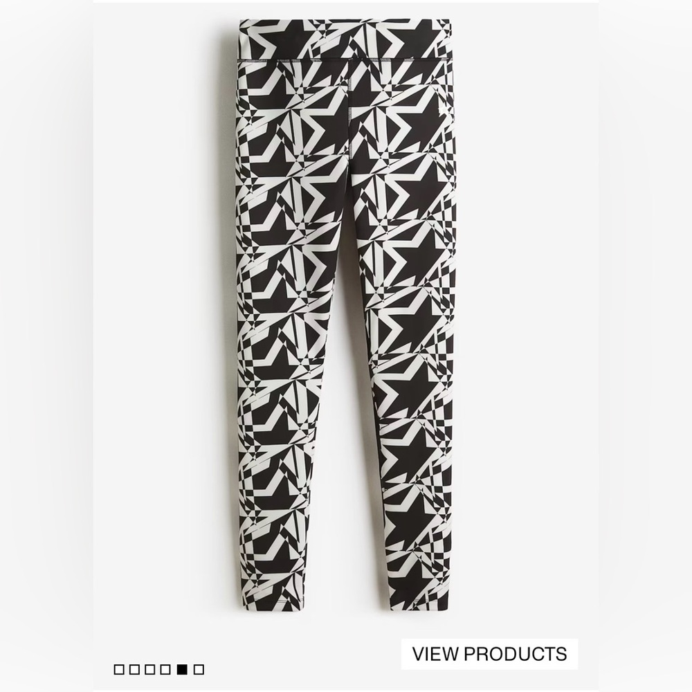 NWT Perfect Moment for H&M Printed Geometric Black and White Leggings SOLD OUT